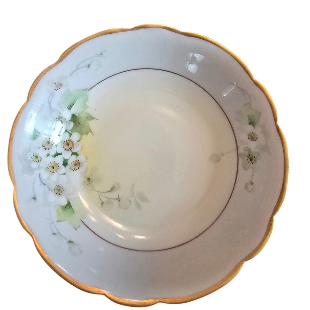 Antique Pickard Hand Painted Porcelain dish/bowl with Apple Blossoms 14 K gold‎